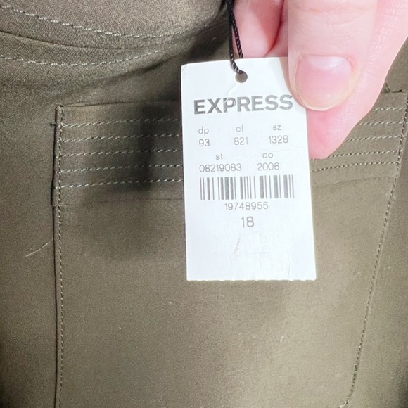 New with Tag Express Olive Green Hip Pocket Formal Business Casual Mini Skirt - Picture 16 of 16